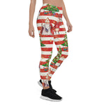 Scotstee Shop - Christmas Seamless Pattern with Saint Nicholas Holiday Deer colorful Bear and Christmas Tree Women Christmas Leggings