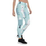 Scotstee Shop - Christmas Trees Blue and Llamas Women Christmas Leggings