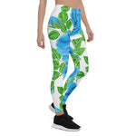 Mother's Day Gift, Mother's Day Leggings Blue Roses Watercolor Women's Leggings