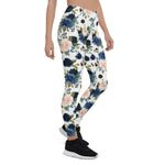 Mother's Day Gift, Mother's Day Leggings Blush Rose Pink Navy Blue Bouquet Women's Leggings