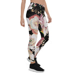 Mother's Day Gift, Mother's Day Leggings Bohemian Chic Pink Flowers Dark Floral Women's Leggings