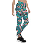 Mother's Day Gift, Mother's Day Leggings Chickadees in The Wild Rose Pink and Blue Women's Leggings