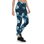 Mother's Day Gift, Mother's Day Leggings Classic Blue Rose Pattern Women's Leggings