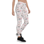 Mother's Day Gift, Mother's Day Leggings Classic Pink & Gray Pattern Flowers Women's Leggings