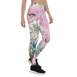 Mother's Day Gift, Mother's Day Leggings Cute Girly Blush Pink and White Floral Women's Leggings