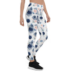 Mother's Day Gift, Mother's Day Leggings Dusty Blue and Blush Pink Flowers Women's Leggings