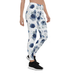 Mother's Day Gift, Mother's Day Leggings Dusty Blue and Navy Blue Flowers Women's Leggings