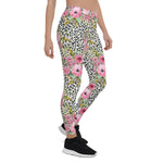 Mother's Day Gift, Mother's Day Leggings Elegant Leopard and Rose Floral Women's Leggings