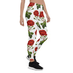 Mother's Day Gift, Mother's Day Leggings Elegant Red Roses Floral Flowers Women's Leggings