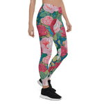 Mother's Day Gift, Mother's Day Leggings Elegant Victorian Watercolor Red and Pink Roses Women's Leggings