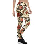 Mother's Day Gift, Mother's Day Leggings Floral pattern with red and orange Roses Flower Women's Leggings