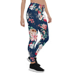 Mother's Day Gift, Mother's Day Leggings Floral Pattern with Roses and Small Flowers Women's Leggings