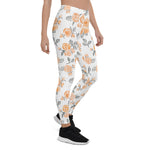 Mother's Day Gift, Mother's Day Leggings Peach Watercolor Roses Pattern Women's Leggings