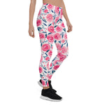 Mother's Day Gift, Mother's Day Leggings Pink Floral Watercolor Roses Pattern Women's Leggings