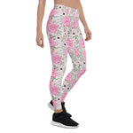 Mother's Day Gift, Mother's Day Leggings Pink Rose Garden Floral Pattern Women's Leggings