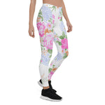 Mother's Day Gift, Mother's Day Leggings Pink Roses Watercolor Floral Pattern Women's Leggings