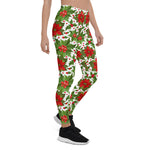 Mother's Day Gift, Mother's Day Leggings Poinsettia Garden Pattern Women's Leggings