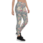 Mother's Day Gift, Mother's Day Leggings Pretty Pink Roses Pattern Women's Leggings