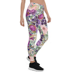 Mother's Day Gift, Mother's Day Leggings Purple Blush Pink Floral Green Watercolor Women's Leggings