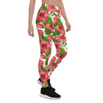 Mother's Day Gift, Mother's Day Leggings Red Hibiscus Watercolor Women's Leggings