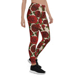 Mother's Day Gift, Mother's Day Leggings Red Roses vintage flower Seamless floral Women's Leggings
