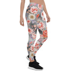 Mother's Day Gift, Mother's Day Leggings Rose Orange Flower Pattern Women's Leggings