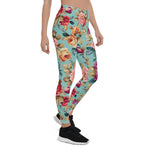 Mother's Day Gift, Mother's Day Leggings Rose Red Pink Orange and Violet Vintage flowers Women's Leggings