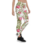 Mother's Day Gift, Mother's Day Leggings Seamless Watercolor Flowers Pink Roses Women's Leggings