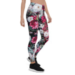Mother's Day Gift, Mother's Day Leggings Victorian Rose Floral Pink Women's Leggings