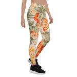 Mother's Day Gift, Mother's Day Leggings Vintage Floral Fabric Orange Rose Garden Women's Leggings