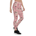 Mother's Day Gift, Mother's Day Leggings Vintage flower seamless pattern on pink Women's Leggings