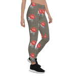 Mother's Day Gift, Mother's Day Leggings Vintage Pink Roses Pattern Women's Leggings