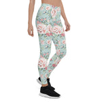 Mother's Day Gift, Mother's Day Leggings Vintage Rose Flower pattern on navy Women's Leggings