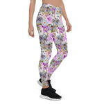 Mother's Day Gift, Mother's Day Leggings Watercolor Floral Rose Purple Pattern Women's Leggings