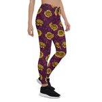 Mother's Day Gift, Mother's Day Leggings Yellow roses and Purple Leaves Women's Leggings