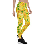 Mother's Day Gift, Mother's Day Leggings Yellow Watercolor Roses Garden Women's Leggings