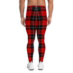 Scotstee Shop Tartan Plaid Men's Leggings Yoga Pants Clan Ramsay Red Plaid Men Running Leggings