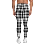 Scotstee Shop Tartan Plaid Men's Leggings Yoga Pants Clan Scott Black White Modern Plaid Men Running Leggings
