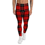 Scotstee Shop Tartan Plaid Men's Leggings Yoga Pants Clan Ramsay Red Plaid Men Running Leggings