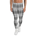 Scotstee Shop Tartan Plaid Men's Leggings Yoga Pants Clan Sandilands Grey Plaid Men Running Leggings