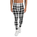 Scotstee Shop Tartan Plaid Men's Leggings Yoga Pants Clan Scott Black White Modern Plaid Men Running Leggings