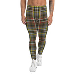 Scotstee Shop Tartan Plaid Men's Leggings Yoga Pants Clan Scott Green Weathered Plaid Men Running Leggings