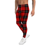 Scotstee Shop Tartan Plaid Men's Leggings Yoga Pants Clan Ramsay Red Plaid Men Running Leggings