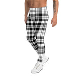Scotstee Shop Tartan Plaid Men's Leggings Yoga Pants Clan Scott Black White Modern Plaid Men Running Leggings