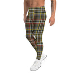 Scotstee Shop Tartan Plaid Men's Leggings Yoga Pants Clan Scott Green Weathered Plaid Men Running Leggings