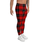 Scotstee Shop Tartan Plaid Men's Leggings Yoga Pants Clan Ramsay Red Plaid Men Running Leggings