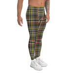 Scotstee Shop Tartan Plaid Men's Leggings Yoga Pants Clan Scott Green Weathered Plaid Men Running Leggings