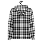 christmas hoodie mens, christmas hoodies womens, ugly hoodie, xmas hoodie, ugly christmas hoodie, funny christmas hoodies, Tartan Plaid Hoodie Clan Scott Black White Modern Plaid Hoodie Women's, Plaid Hoodie Mens, White Plaid Christmas Hoodie