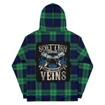 Scotstee Shop - Tartan Hoodie Clan Abercrombie Scottish American Quote America is My Home But Scotland Forever Runs Through My Veins Plaid Hoodie