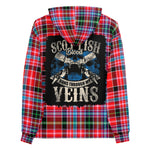Scotstee Shop - Tartan Hoodie Clan Aberdeen Scottish American Quote America is My Home But Scotland Forever Runs Through My Veins Plaid Hoodie